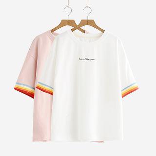 Rainbow-stripe T-shirt