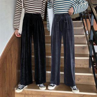 Velvet Wide-leg Plain Pants