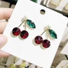 Rhinestone Faux Pearl Cherry Earring 1 Pair - Green & Red - One Size