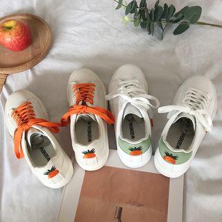 Pineapple Embroidered Lace-up Sneakers