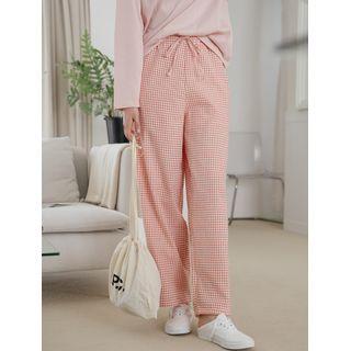 Plus Size Checked Wide-leg Pants