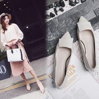Buckled Pointed Genuine Leather Flats