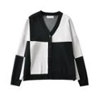 Two-tone Checkered Cardigan Check - Black & White - One Size