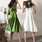 Elbow-sleeve Tube Open Back Dress
