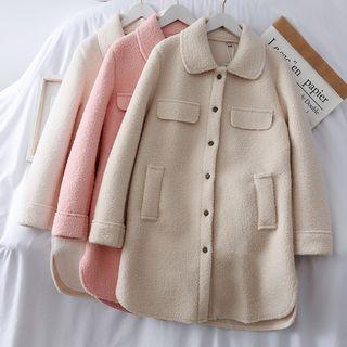 Peter Pan-collar Fleece Long Jacket