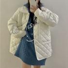 Long-sleeve Plain Embossed Jacket Off-white - One Size