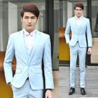 Set: Single-button Blazer + Dress Pants + Vest