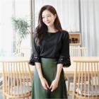 Perforated 3/4-sleeve Top