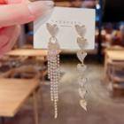 Heart Rhinestone Asymmetrical Fringed Earring E821 - Gold - One Size
