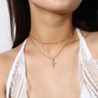 Double-chain Cross Pendant Necklace