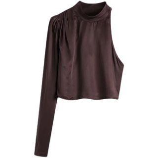 One-shoulder Plain Crop Top
