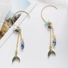 Faux Crystal Mermaid Tail Fringed Earring 1 Pair - Hook Earring - One Size
