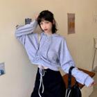 Cut-out Drawstring Hooded Long-sleeve T-shirt / Camisole
