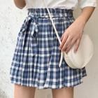 Mini Plaid Pleated Skirt As Shown In Figure - One Size