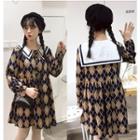 Argyle Long-sleeve A-line Dress