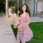 Peter Pan Collar Long-sleeve Floral Dress