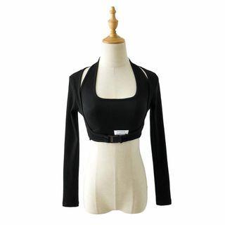 Set: Halter-neck Crop Tank Top + Snap Buckle Shrug