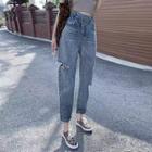 Ripped Loose-fit High-waist Jeans