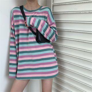 Long-sleeve Striped T-shirt / Camisole Top