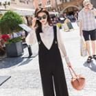 Faux-pearl Detail Wide-leg Jumper Pants