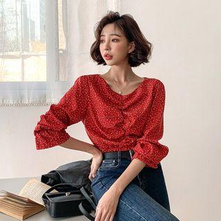 Shirred-front Floral Print Cropped Top