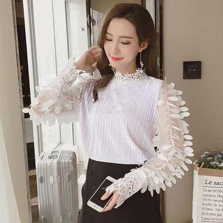 Leaf Applique Long-sleeve Top