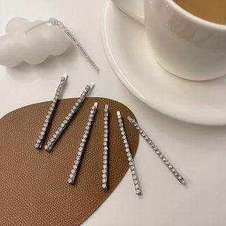 Set Of 6: Rhinestone Hair Clip Set Of 6 - Silver - One Size
