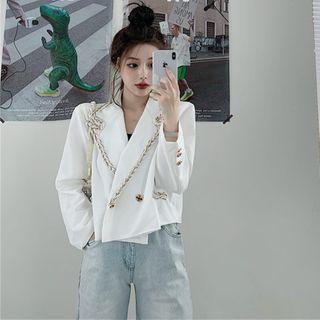 Double Breasted Contrast Trim Blazer