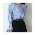Frill Trim Collar Double-breasted Blouse