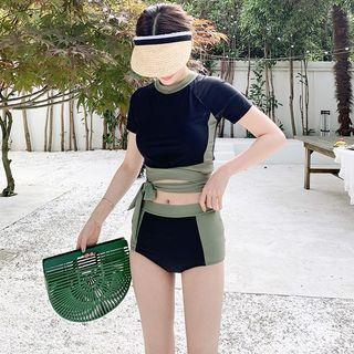 Set: Colored Panel Swim Top + Bottom