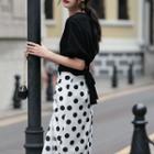 Set: Elbow-sleeve Top + Dotted Midi Skirt