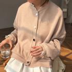 Lace Trim Buttoned Knit Jacket