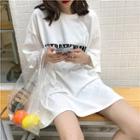 Plain Lettering-printed Short-sleeve T-shirt