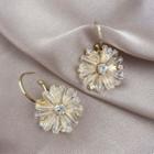 Faux Crystal Flower Dangle Earring 1 Pair - 925 Silver Needle - Gold - One Size
