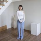 Long-sleeve Cutout Top / Straight-fit Pants