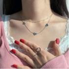 Stainless Steel Heart Layered Choker Silver Heart - One Size