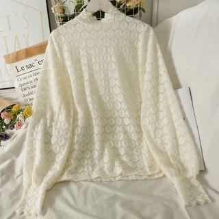 Mock-neck Loose Lace Top