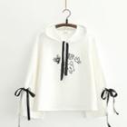 Bow Cartoon Embroidered Hooded T-shirt