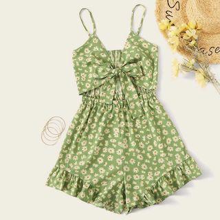 Spaghetti Strap Flower Print Romper