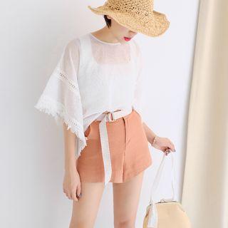 Fringed Elbow-sleeve Cover-up