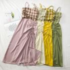 Mock Two-piece Drawstring Sleeveless Dress