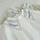 Short-sleeve Floral Embroidered Eyelet Lace Trim Blouse