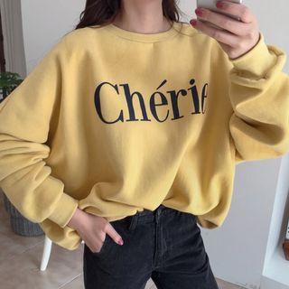 Brushed Fleece Lined Letter Print Sweatshirt