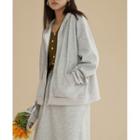 Set: Hooded Zip Jacket + Midi Pencil Skirt Set - Jacket & Skirt - Gray - One Size