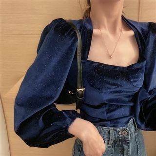 Glitter Lantern-sleeve Blouse