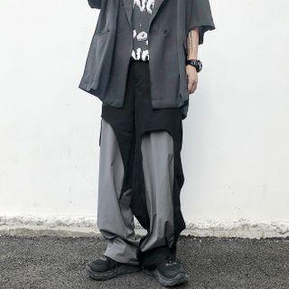 Two-tone Panel Drawstring-cuff Pants
