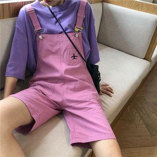 Elbow-sleeve T-shirt / Embroidered Jumper Shorts