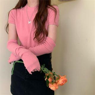 Cut-out Plain Knit Top