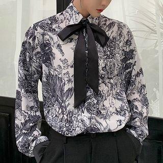 Bow-accent Print Shirt