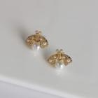 Faux Pearl Bee Stud Earring 1 Pair - Gold - One Size